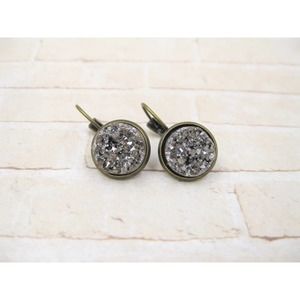 Gunmetal Druzy Earrings Handmade Jewelry
